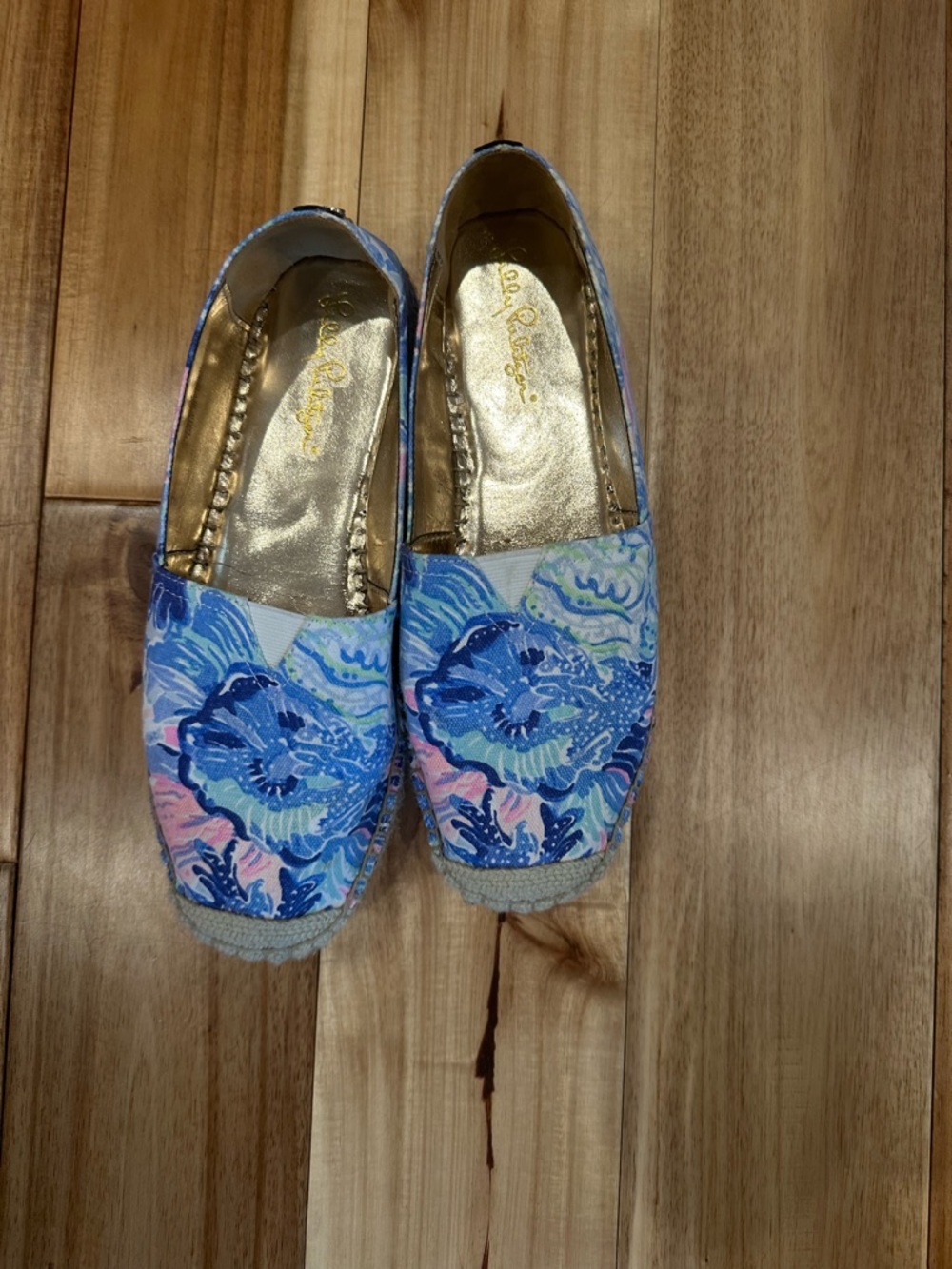 Lilly Pulitzer Blue and Pink Floral Slip-On Espadrilles